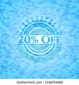 20% Off realistic sky blue mosaic emblem