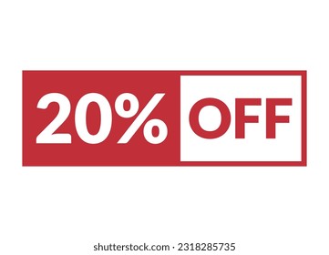 20 % Rabatt auf rotes Banner-Design, Vektorgrafik