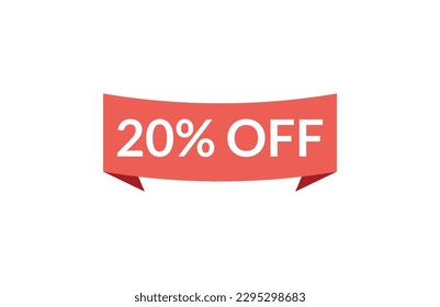  20% Off red banner - modern style vector illustration isolated on white background.