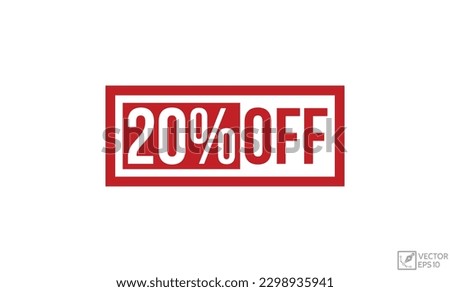 20% Off Red Rubber Stamp vector design.