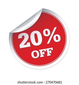 20 % Off Red Vector Sticker