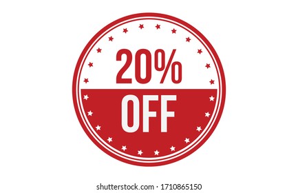 20% Off Rubber Stamp. Red 20% Off Rubber Grunge Stamp Seal Vector Illustration - Vector