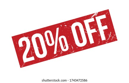 20% de descuento en el sello de caucho. Ilustración del vector de sellos de goma rojo 20% fuera de la goma - Vector