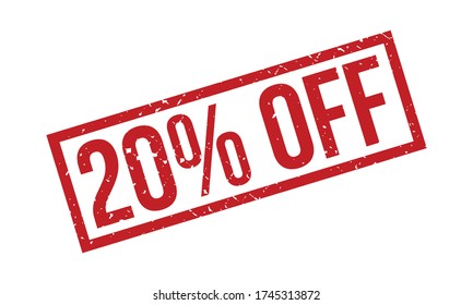 20% Off Rubber Stamp. Red 20% Off Rubber Grunge Stamp Seal Vector Illustration - Vector