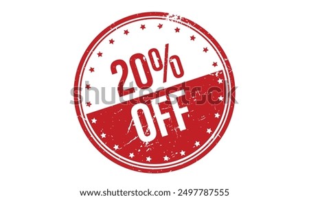 20% Off Rubber Stamp. Red 20% Off Rubber Grunge Stamp Seal Vector Illustration - Vector