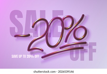 Up To 20 off sale banner, promotion flyer, marketing label. Vector illustration