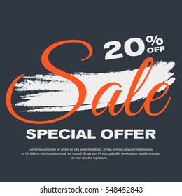 20% off sale banner. Special offer, discount poster. Vector illustration, eps10