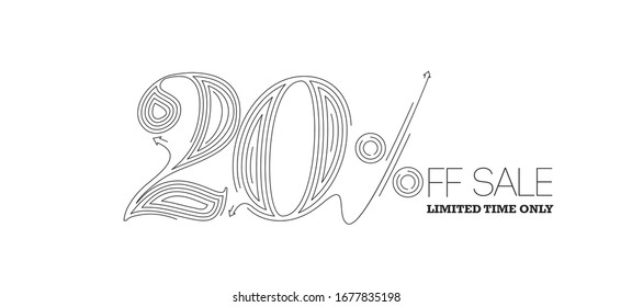 20% OFF Sale Discount Banner. Discount offer price tag.  Vector Modern Sticker Illustration.