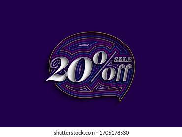 20% OFF Sale Discount Banner. Discount offer price tag.  Vector Modern Sticker Illustration.