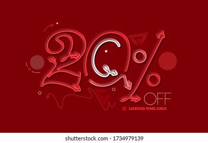 20% OFF Sale Discount Banner. Discount offer price tag.  Vector Modern Sticker Illustration.