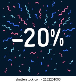 -20% off Sale Discount Banner. Discount offer price.