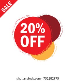 20% OFF Sale Discount Banner. Discount offer price tag. Special offer sale red label. Vector Modern Sticker Illustration