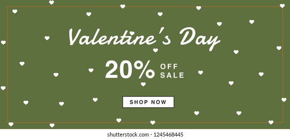 20% off sale. Sale header or banner set with discount offer for Happy Valentine's Day celebration. Heart background.
Vector illustration.
