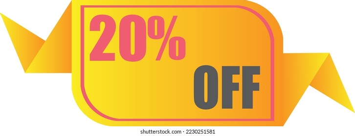 20% off sale label symbol,Sale tag vector badge template, 20% sale promotion flat icon ,Discount offer price label , clearance sale sticker emblem, modern design isolated on white background