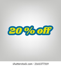 20% off Sale slogan. Icon in colors of Ukraine flag (yellow, blue) at gray Background. Illustration.