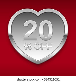 20% off silver badge, vector