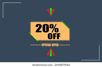 20% OFF. Special Offer Marketing Announcement. Discount promotion.20% Discount Special Offer Conceptual Banner Design Template.