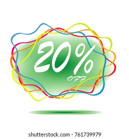 20% OFF sticker sale,label, banner,web promotion. with geometric for sale, shopping, market, business theme. Design elements for flyer, poster. Vector Illustration