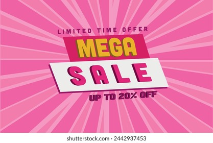 up to 20% off, template with pink background to use in promotions and product sales