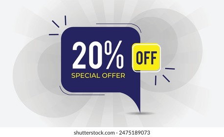 20% OFF vector art design with white background banner template – perfect for eye-catching promotional graphics and marketing materials.