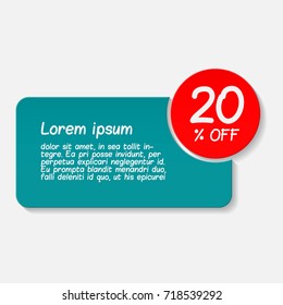 20% off vector badge with place for description.