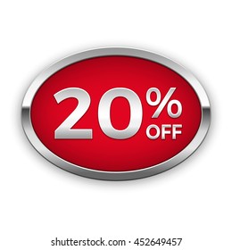 20% off vector badge, silver
