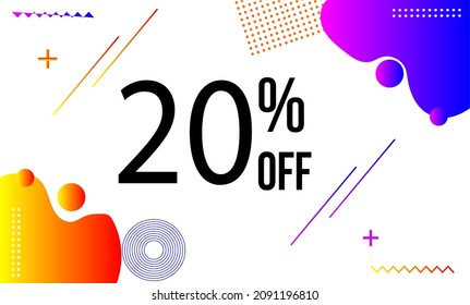 20% off vector banner. Super Sale 20% banner. Smooth gradient texture abstract vector background. Applicable for poster, advertisement, brochure, business, invitation, festival and covers. EPS 10
