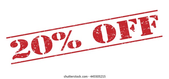 20% off vector stamp on white background