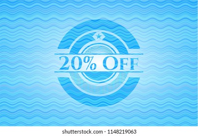 20% Off water concept style badge.