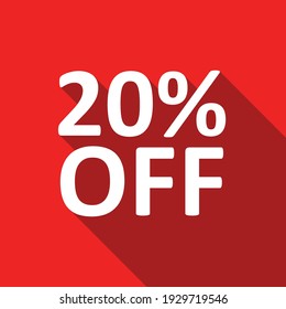 20% off white text on a red background