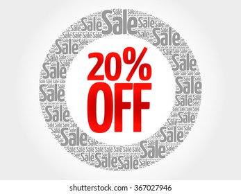 20% OFF words cloud, business concept background