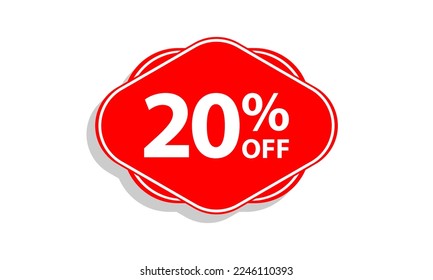 20 offer tag discount vector icon stamp