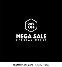 -20% OFF.mega sale, special offer. sale banner.designed for shops and promotions. modern concept