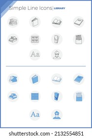 20 Outlined Pixel Perfect Well-crafted Vector Thin Line Icons 
 For Graphics And Apps Simple Minimal Pictogram Black And Two Tone Blue Unique Logo Shapes Uniform Stroke