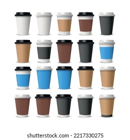 20 pcs. realistic cups for coffee and tea on a white background - Vector illustration