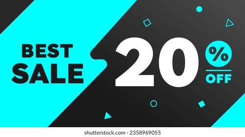 20 percent best sale banner black light blue neon	
