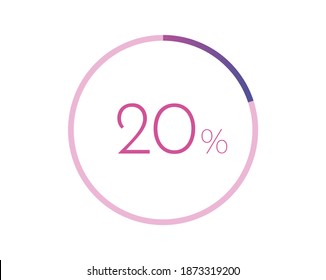 20% percent circle chart symbol. 20 percentage Icons for business, finance, report, downloading