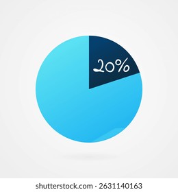 20 percent circle pie chart. Isolated symbol. Vector gradient element. Infographic sign. Illustration, icon for business, finance, report, web design, downloading, presentation