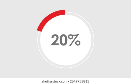 20 percent circle round pie chart. 20% business graph chart. vector graph char. business pie chart