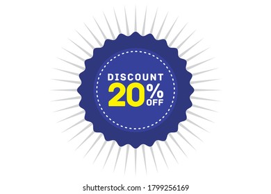 20 percent discount blue color,sticker sale, tage shop