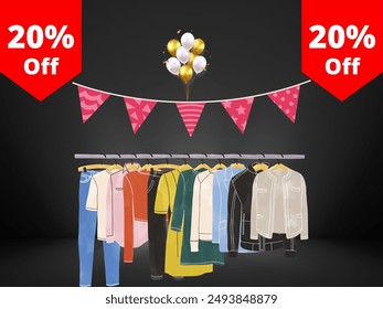 20 por ciento de descuento en ropa
