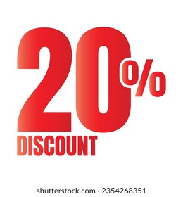 20 percent discount deal icon, 20% special offer discount vector, 20 percent sale price reduction offer, Friday shopping sale discount percentage design