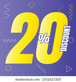 20 percent discount deal icon, 20% special offer discount vector, 20 percent sale price reduction offer, Friday shopping sale discount percentage design