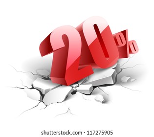 20 percent discount icon on white background
