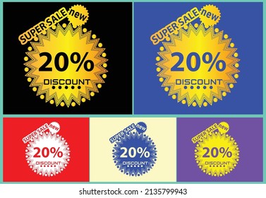 20 percent discount new offer logo and icon design template