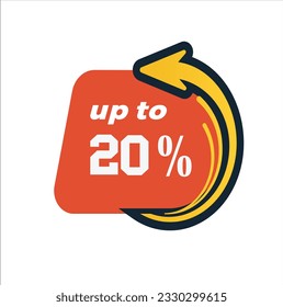20 percent discount offer price yellow colored sign vector illustration.