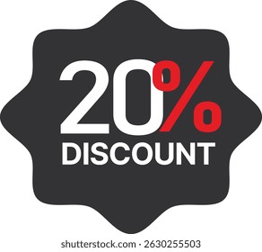 20 percent discount tag vector