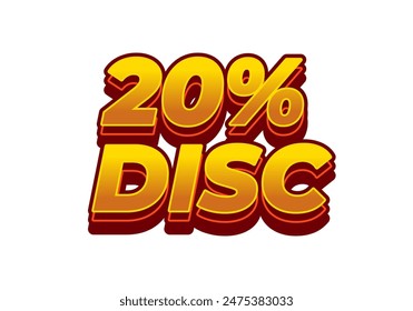 20 percent discount. Text effect design in 3D look and good colors