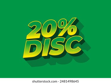 20 percent discount. Text effect design in 3D look and good colors