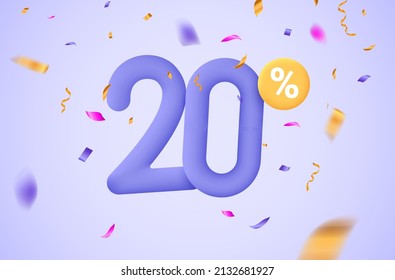 20 percent discount vector illustration 3d mega loyalty. 20 percent bonus marketing discount